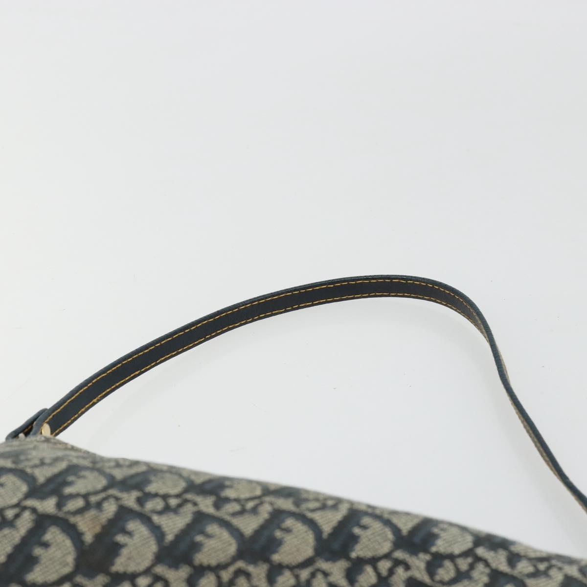 Christian Dior Trotter Canvas Saddle Pouch Navy Gold Auth 175907A