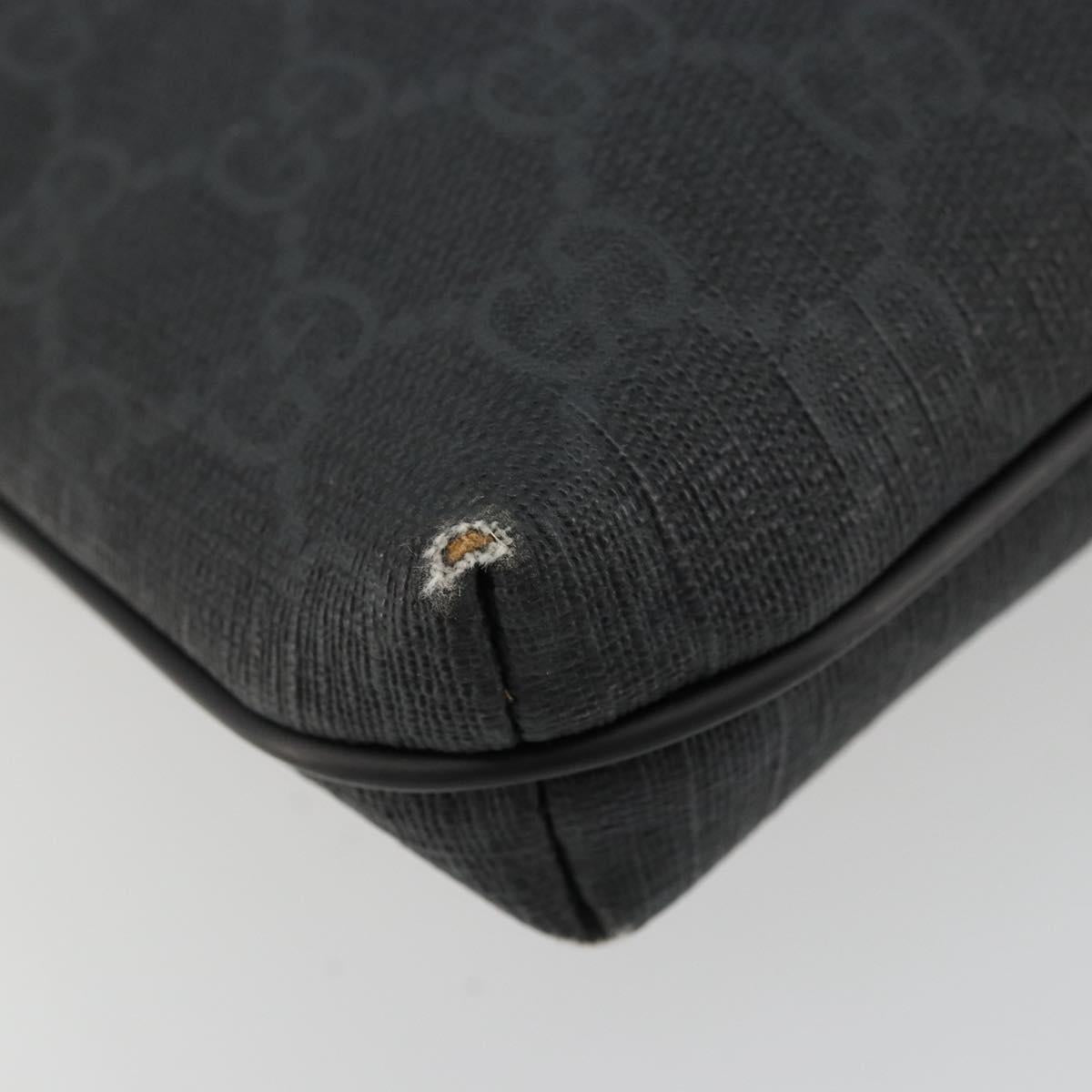 GUCCI GG Supreme Shoulder Bag PVC Black Silver 387514 Auth 175909