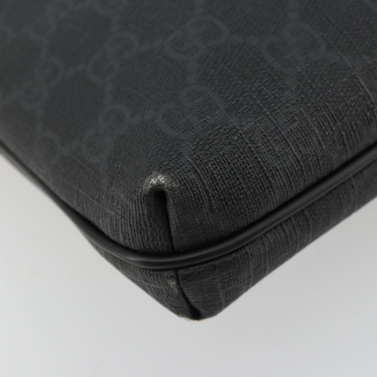 GUCCI GG Supreme Shoulder Bag PVC Black Silver 387514 Auth 175909