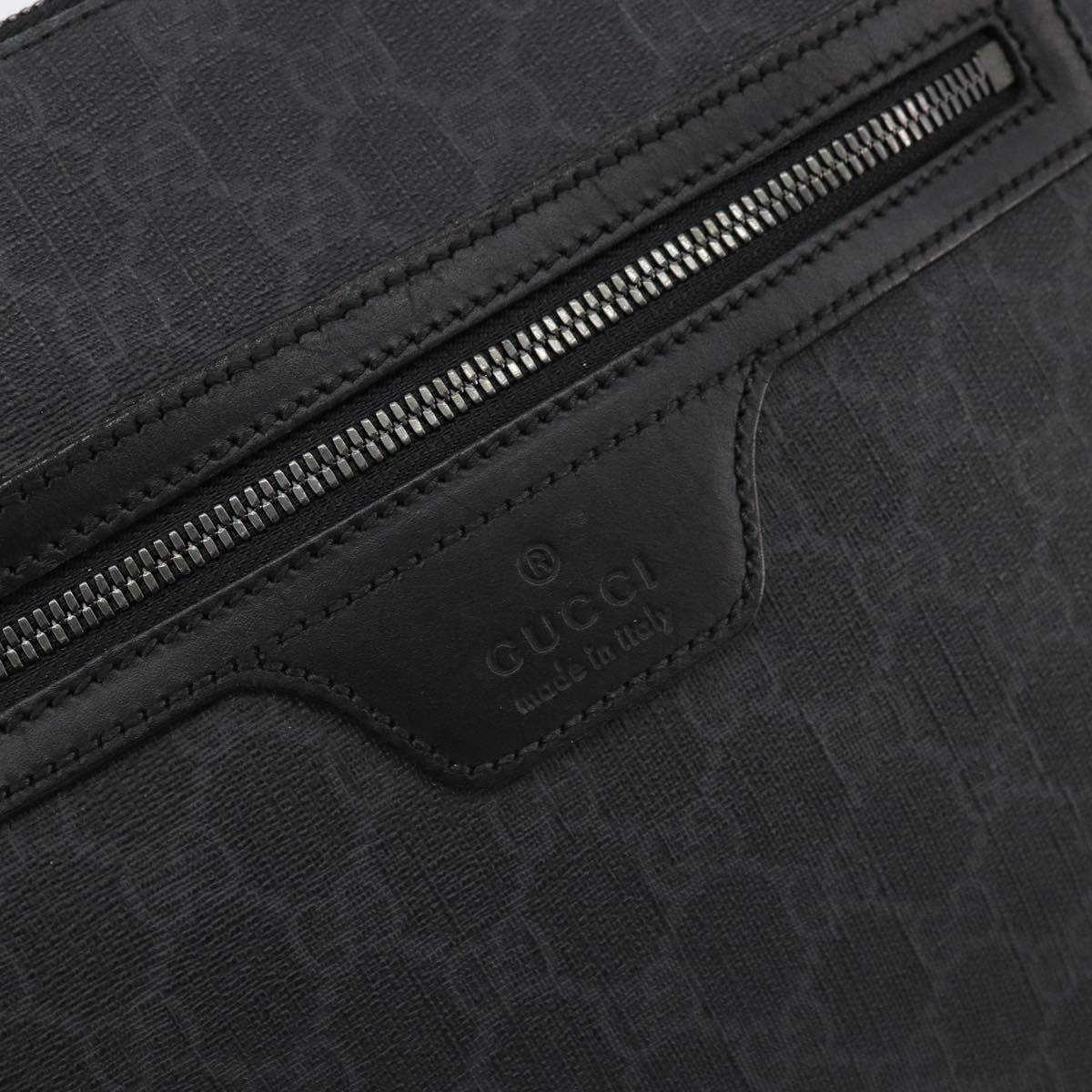 GUCCI GG Supreme Shoulder Bag PVC Black Silver 387514 Auth 175909