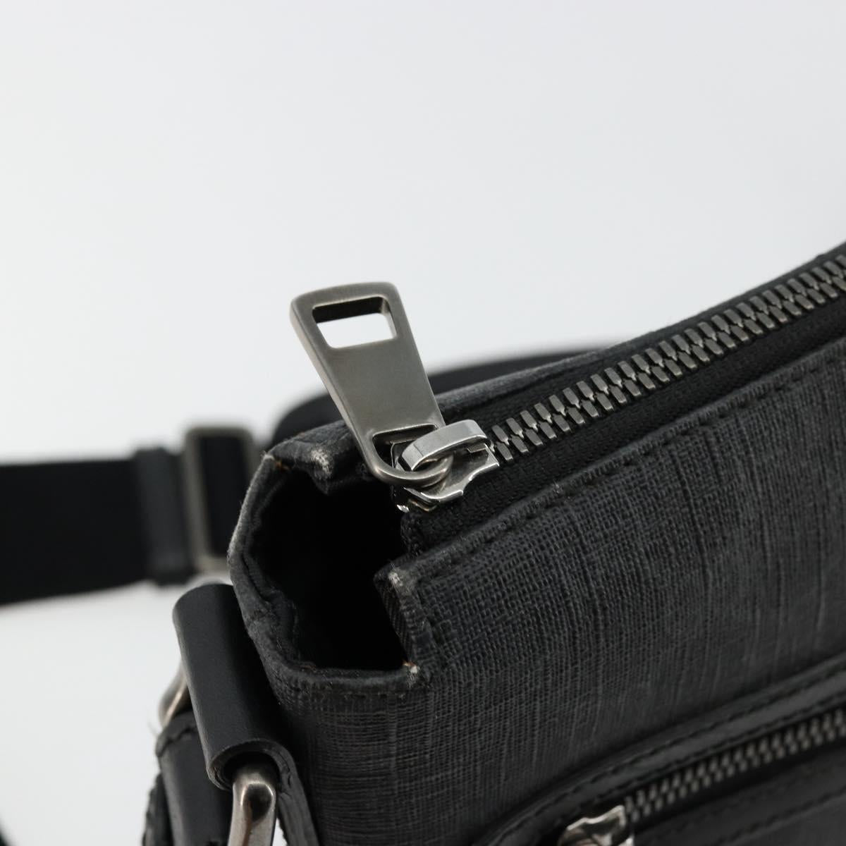 GUCCI GG Supreme Shoulder Bag PVC Black Silver 387514 Auth 175909