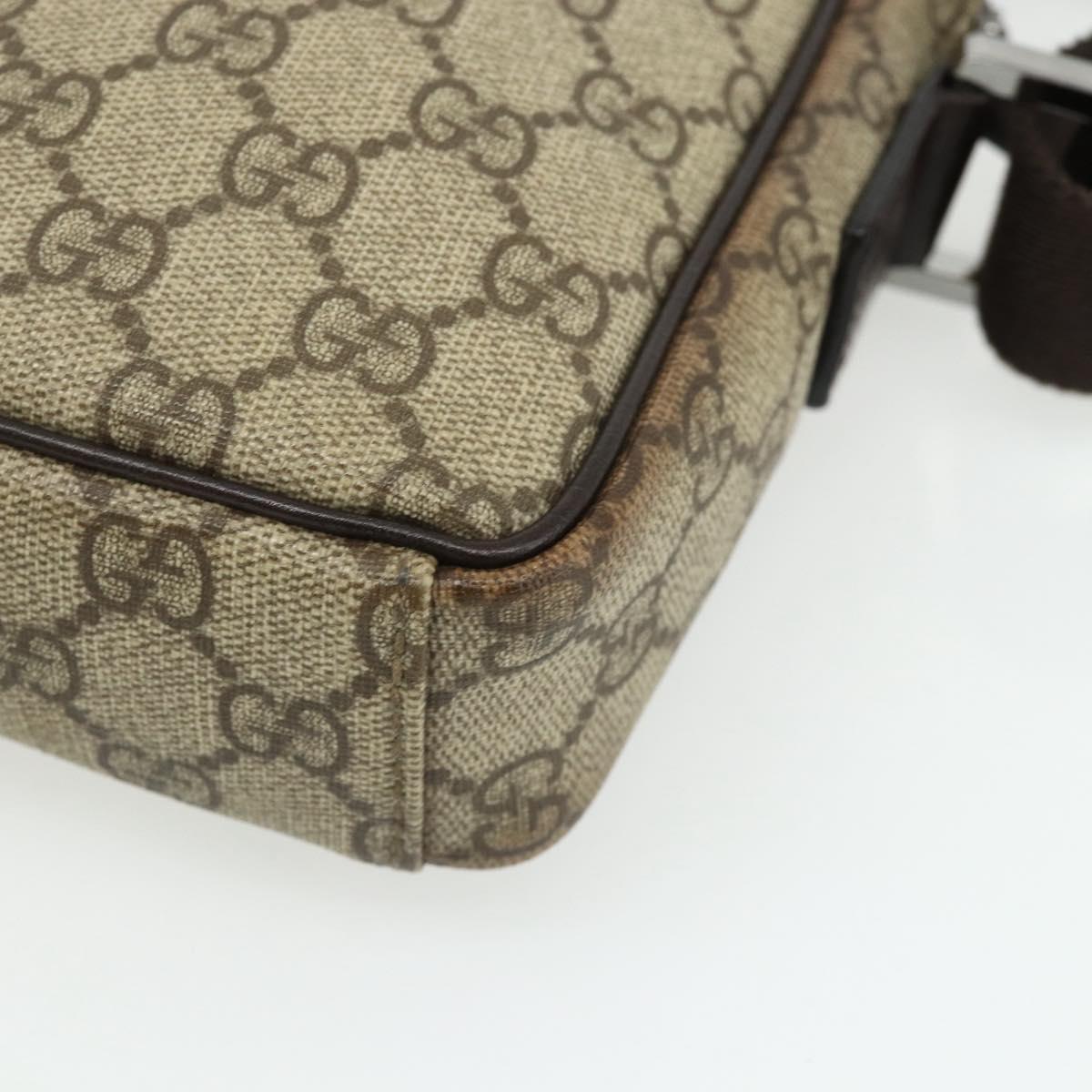 GUCCI GG Supreme Shoulder Bag PVC Beige Silver 122754 Auth 175918A