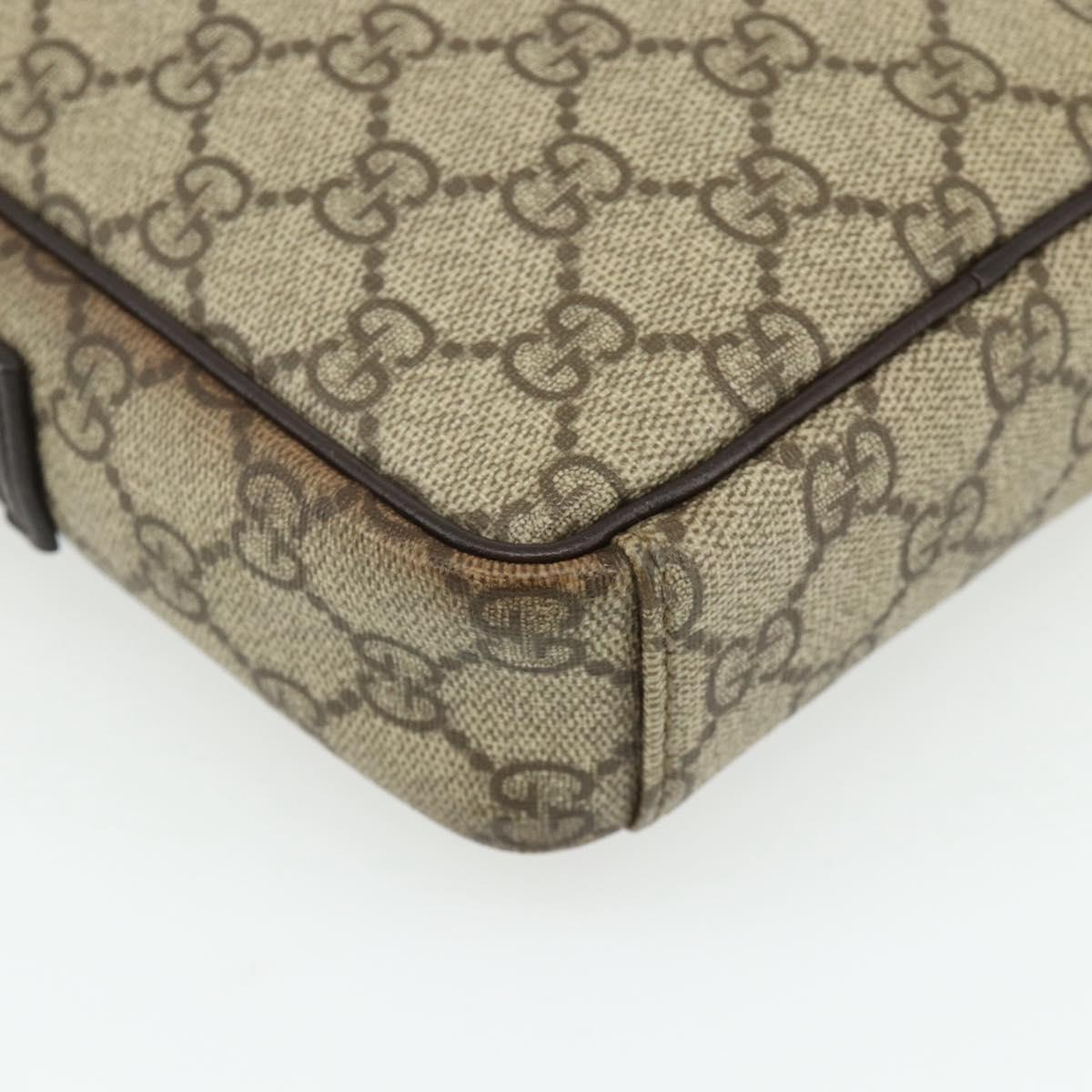 GUCCI GG Supreme Shoulder Bag PVC Beige Silver 122754 Auth 175918A