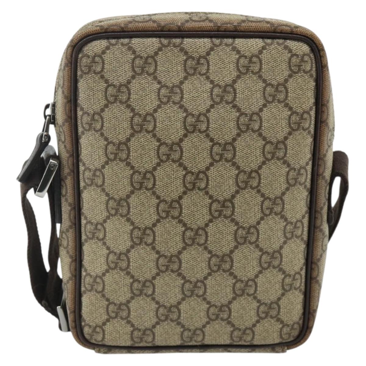 GUCCI GG Supreme Shoulder Bag PVC Beige Silver 122754 Auth 175918A