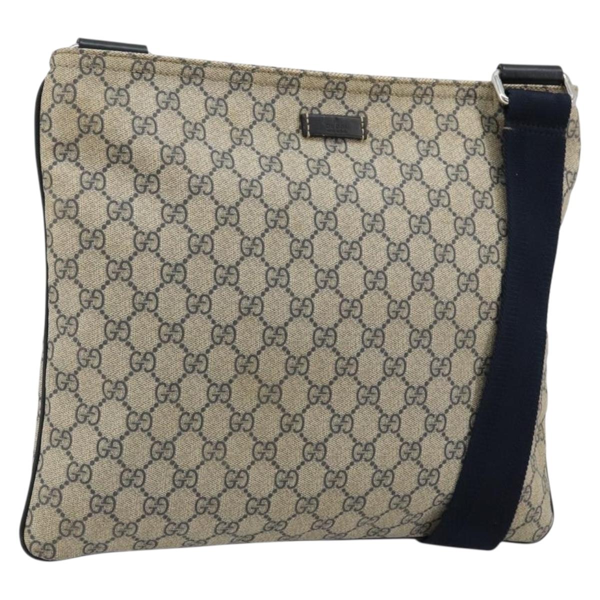 GUCCI GG Supreme Shoulder Bag PVC Beige Silver 201446 Auth 175923A
