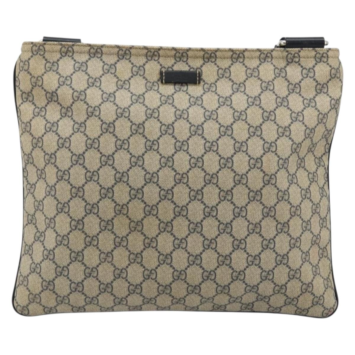 GUCCI GG Supreme Shoulder Bag PVC Beige Silver 201446 Auth 175923A