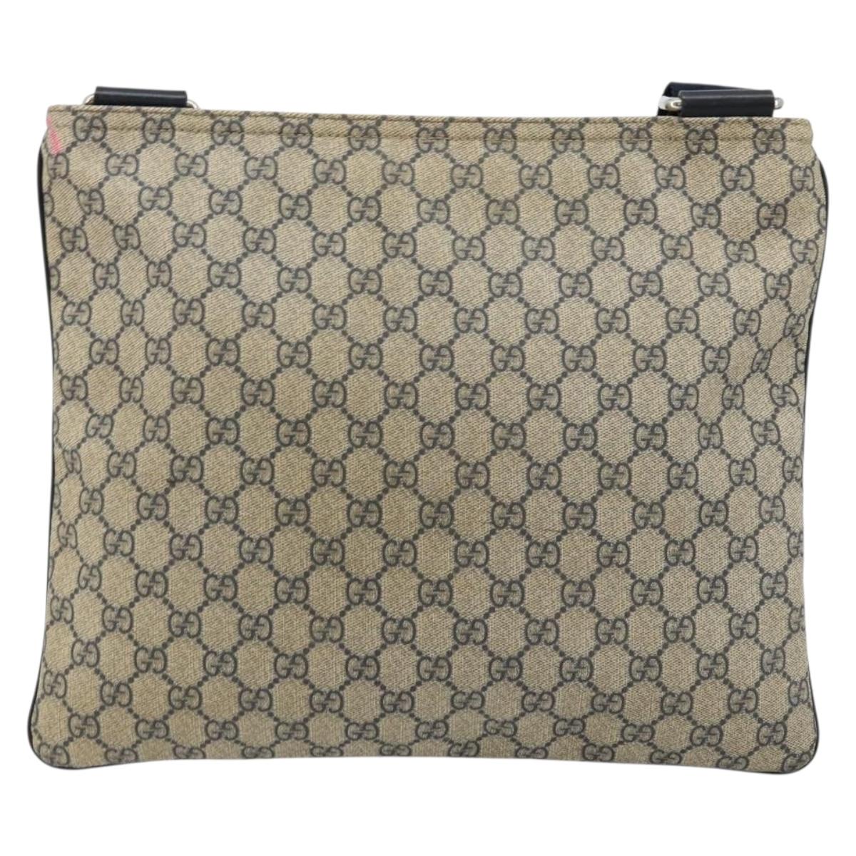 GUCCI GG Supreme Shoulder Bag PVC Beige Silver 201446 Auth 175923A