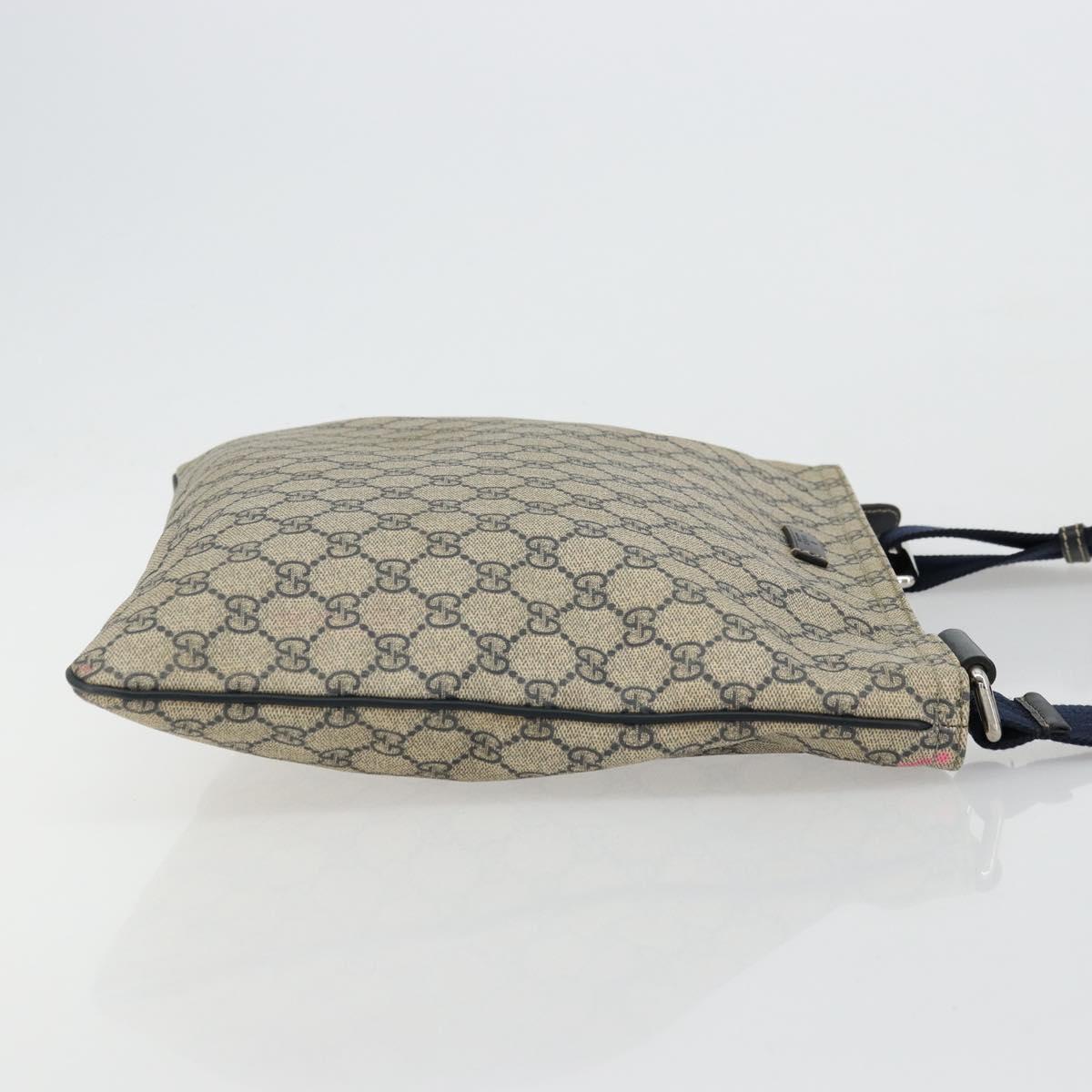 GUCCI GG Supreme Shoulder Bag PVC Beige Silver 201446 Auth 175923A