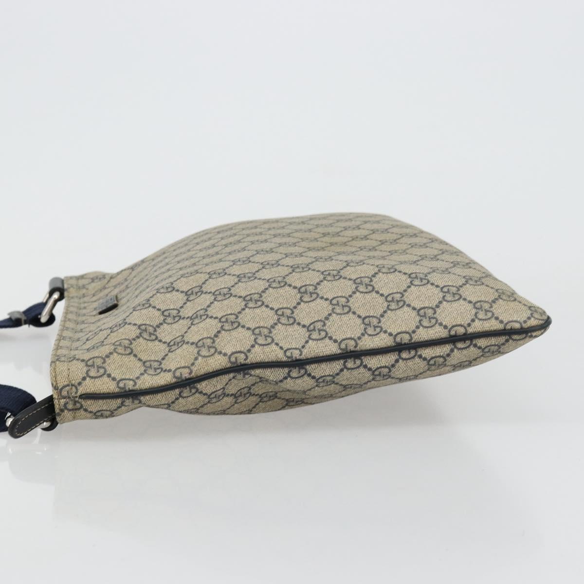 GUCCI GG Supreme Shoulder Bag PVC Beige Silver 201446 Auth 175923A