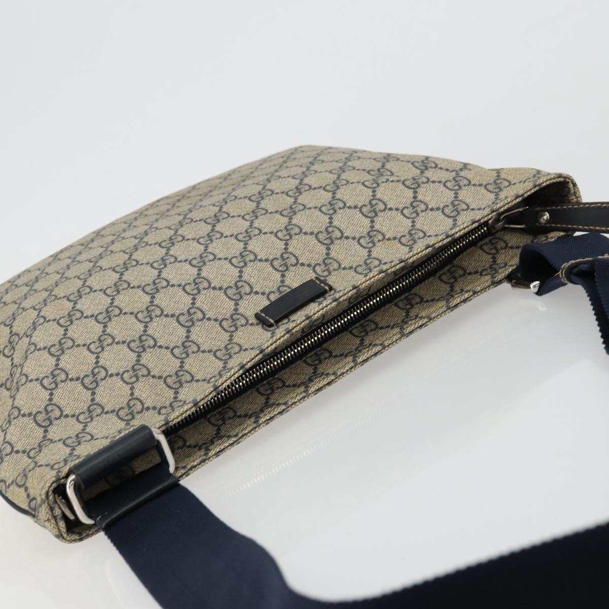 GUCCI GG Supreme Shoulder Bag PVC Beige Silver 201446 Auth 175923A