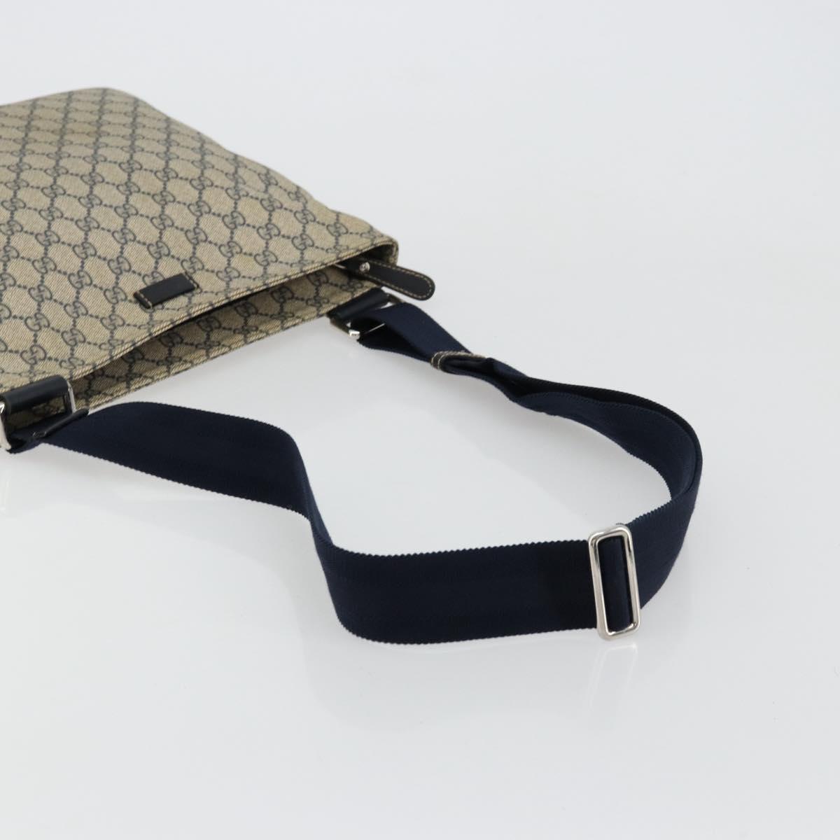 GUCCI GG Supreme Shoulder Bag PVC Beige Silver 201446 Auth 175923A