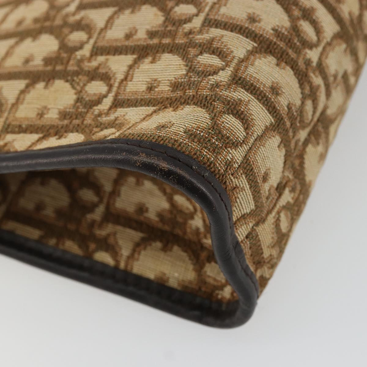 Christian Dior Trotter Canvas Clutch Bag Beige Auth 175934