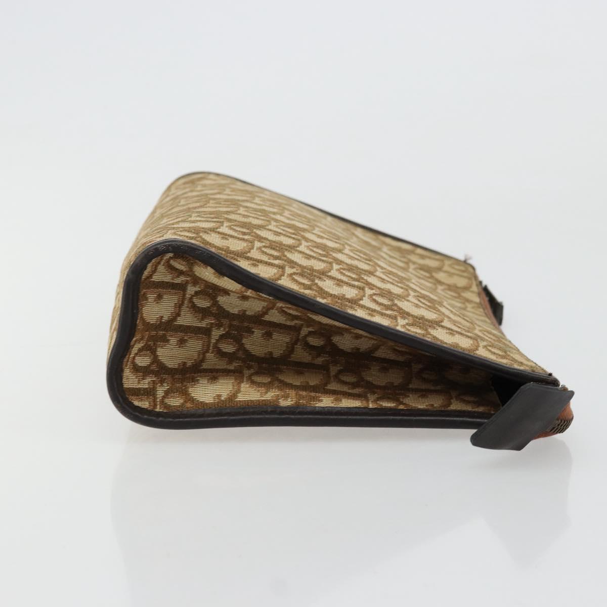 Christian Dior Trotter Canvas Clutch Bag Beige Auth 175934