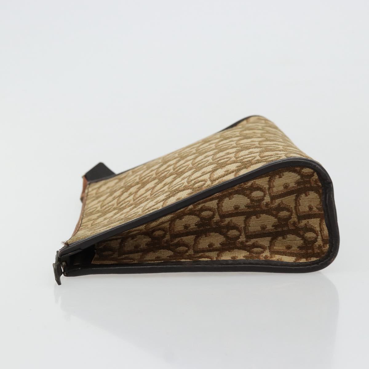Christian Dior Trotter Canvas Clutch Bag Beige Auth 175934