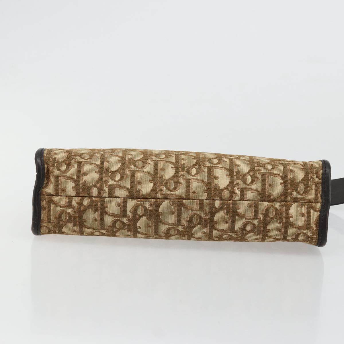 Christian Dior Trotter Canvas Clutch Bag Beige Auth 175934