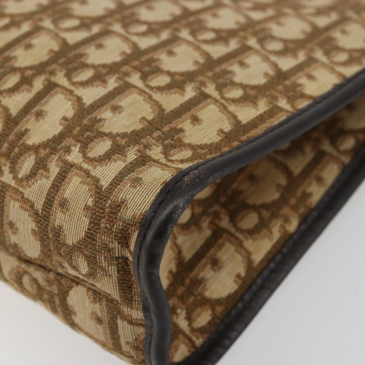 Christian Dior Trotter Canvas Clutch Bag Beige Auth 175934