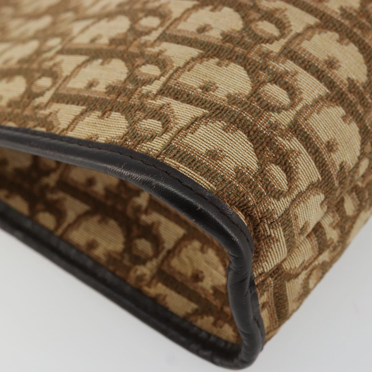 Christian Dior Trotter Canvas Clutch Bag Beige Auth 175934