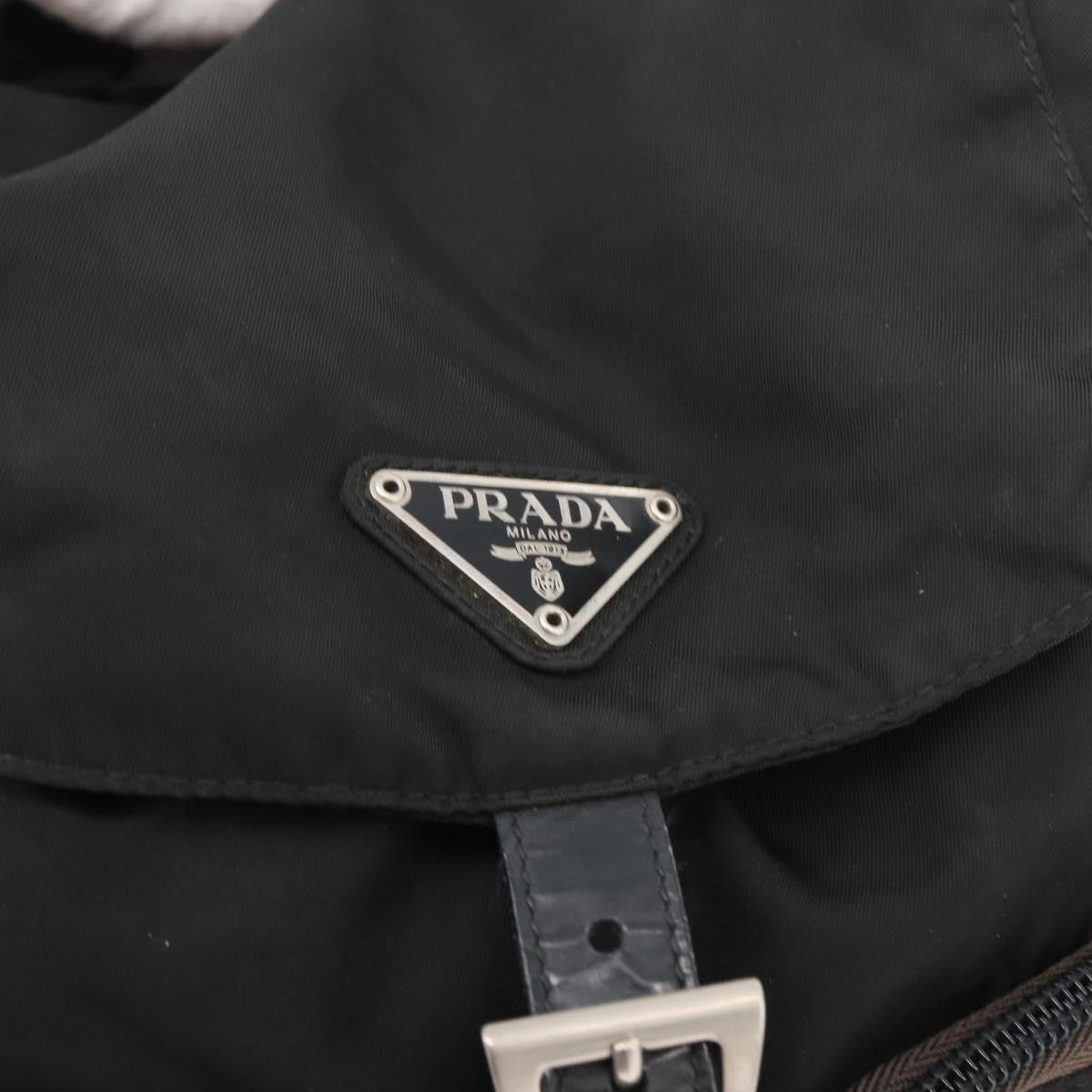 PRADA Backpack Nylon Black Silver Auth 175963
