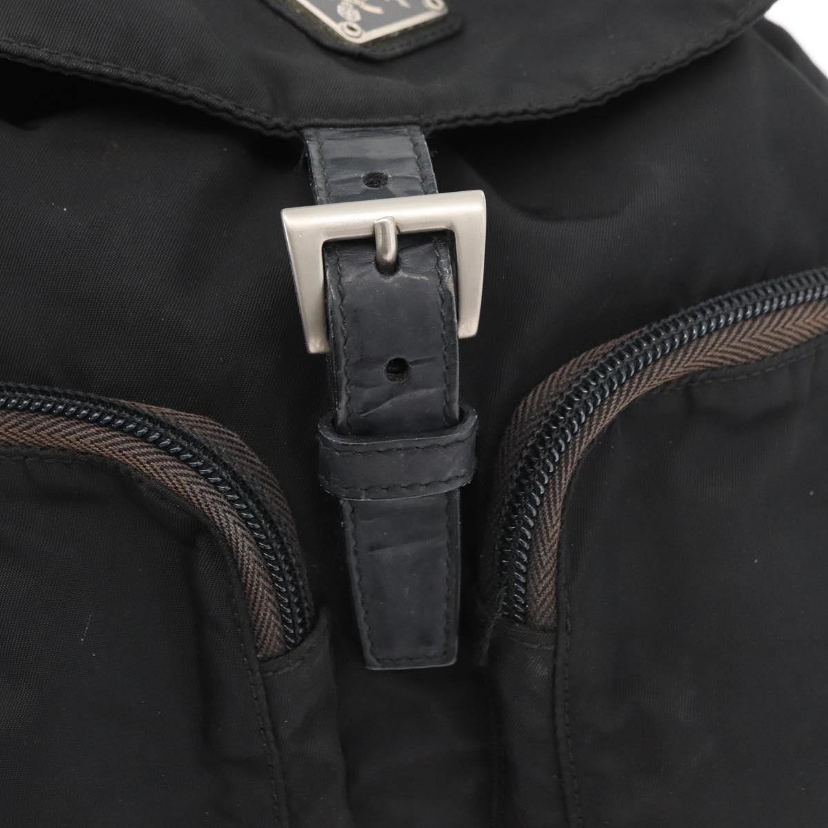 PRADA Backpack Nylon Black Silver Auth 175963