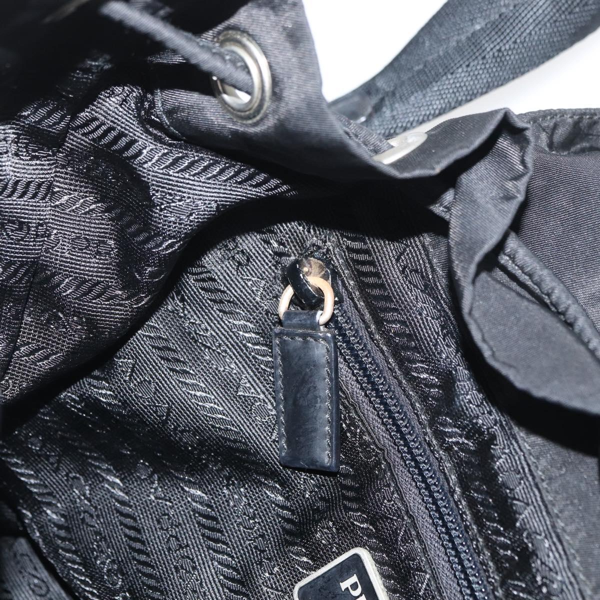 PRADA Backpack Nylon Black Silver Auth 175963