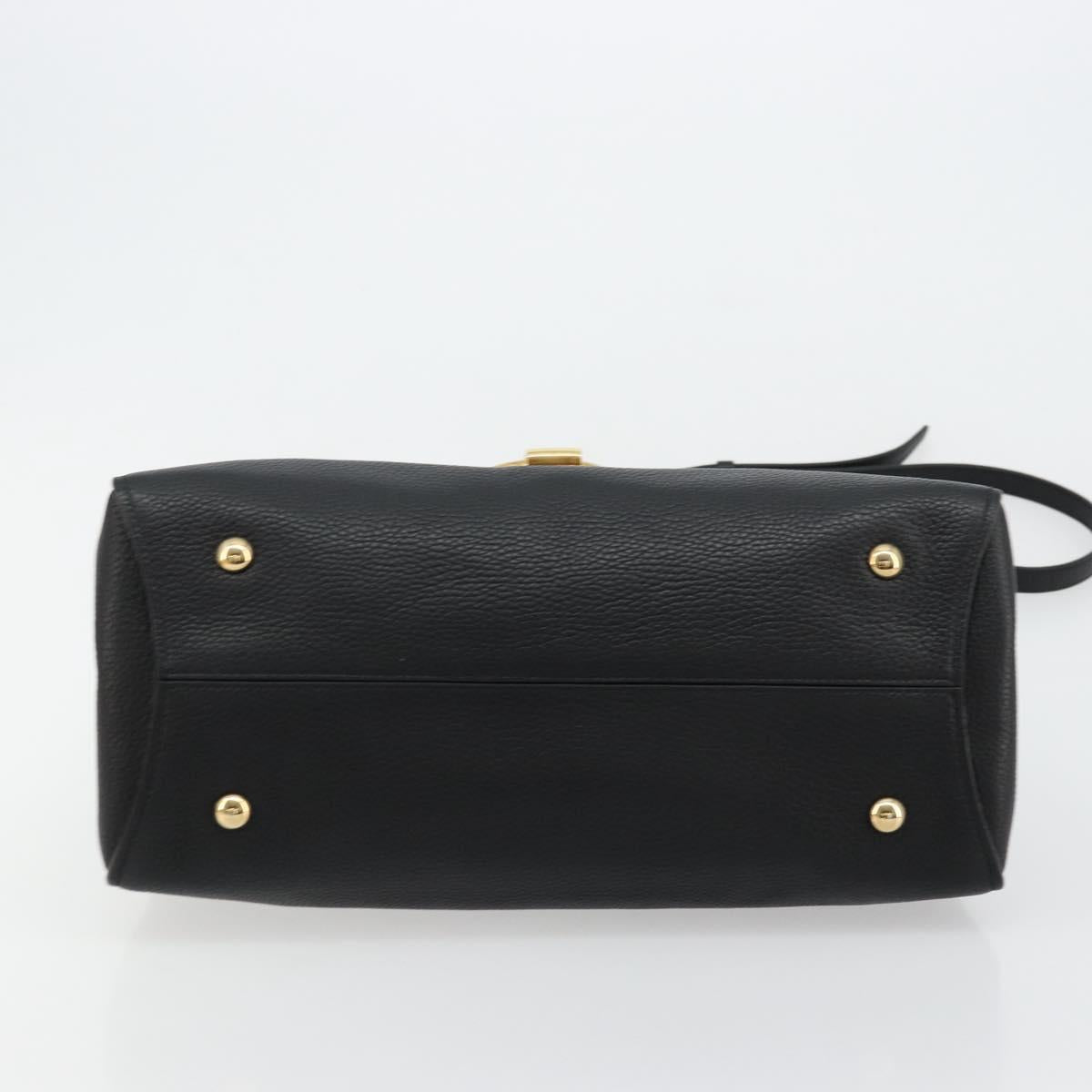 Salvatore Ferragamo Gancini Shoulder Bag Leather Black Gold Auth 175970A