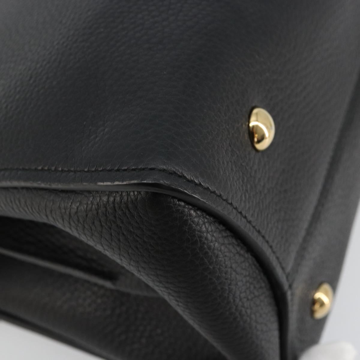 Salvatore Ferragamo Gancini Shoulder Bag Leather Black Gold Auth 175970A