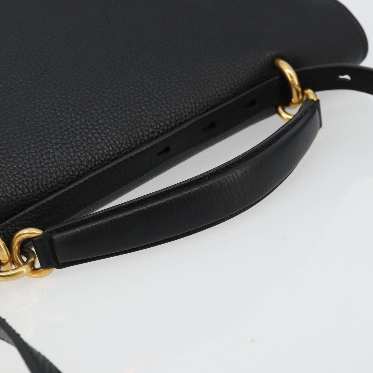 Salvatore Ferragamo Gancini Shoulder Bag Leather Black Gold Auth 175970A