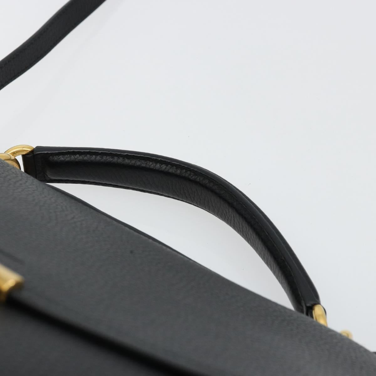 Salvatore Ferragamo Gancini Shoulder Bag Leather Black Gold Auth 175970A