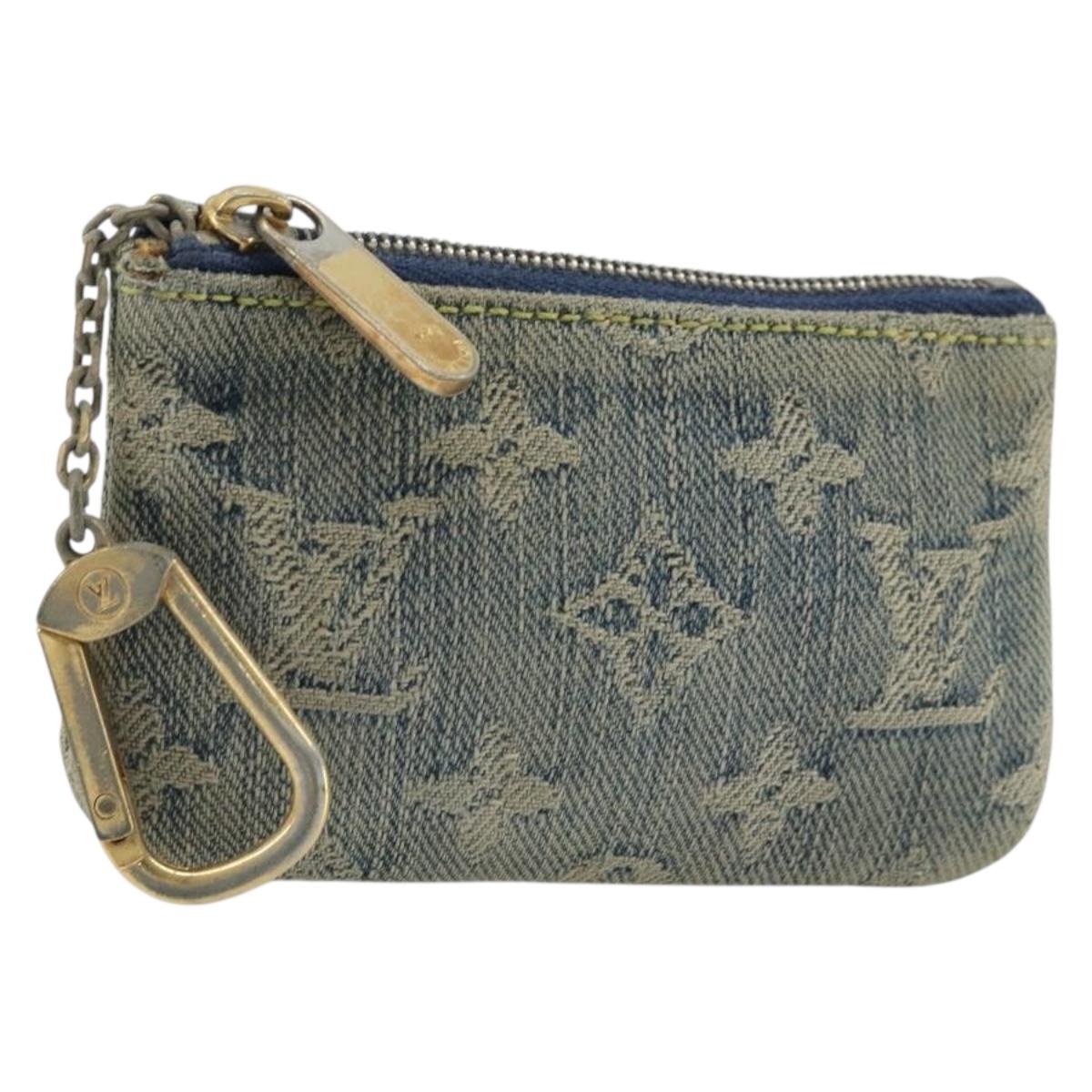 LOUIS VUITTON Monogram Denim Pochette Cles Coin Purse Blue M95343 Auth 175988A