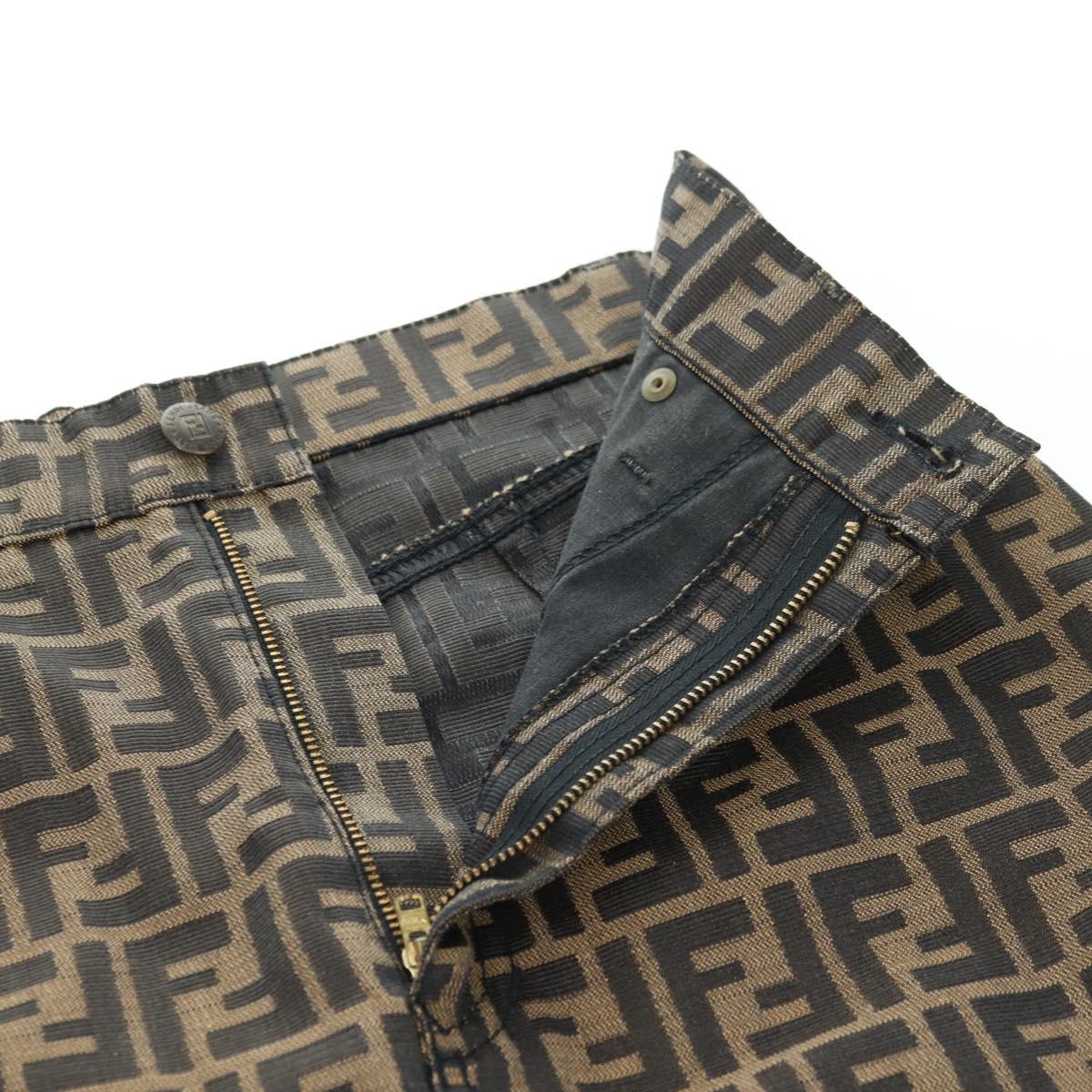 FENDI Zucca Canvas Skirt Black Brown Auth 175992A