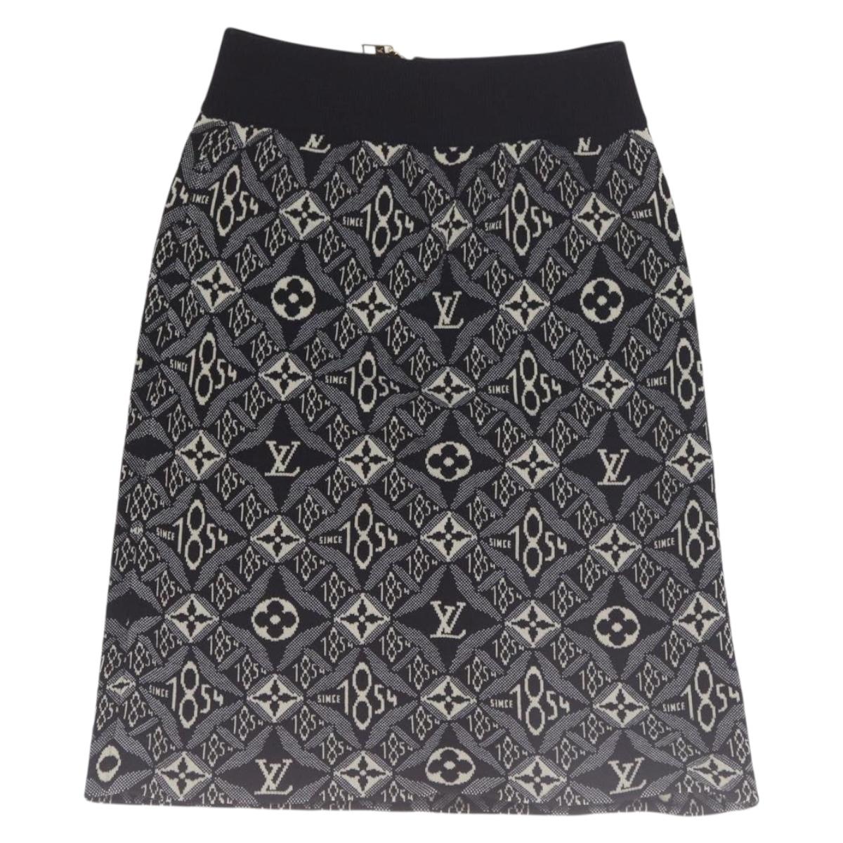 LOUIS VUITTON Pre Owned 1854 Print Knit Skirt Navy LV Auth 175993A