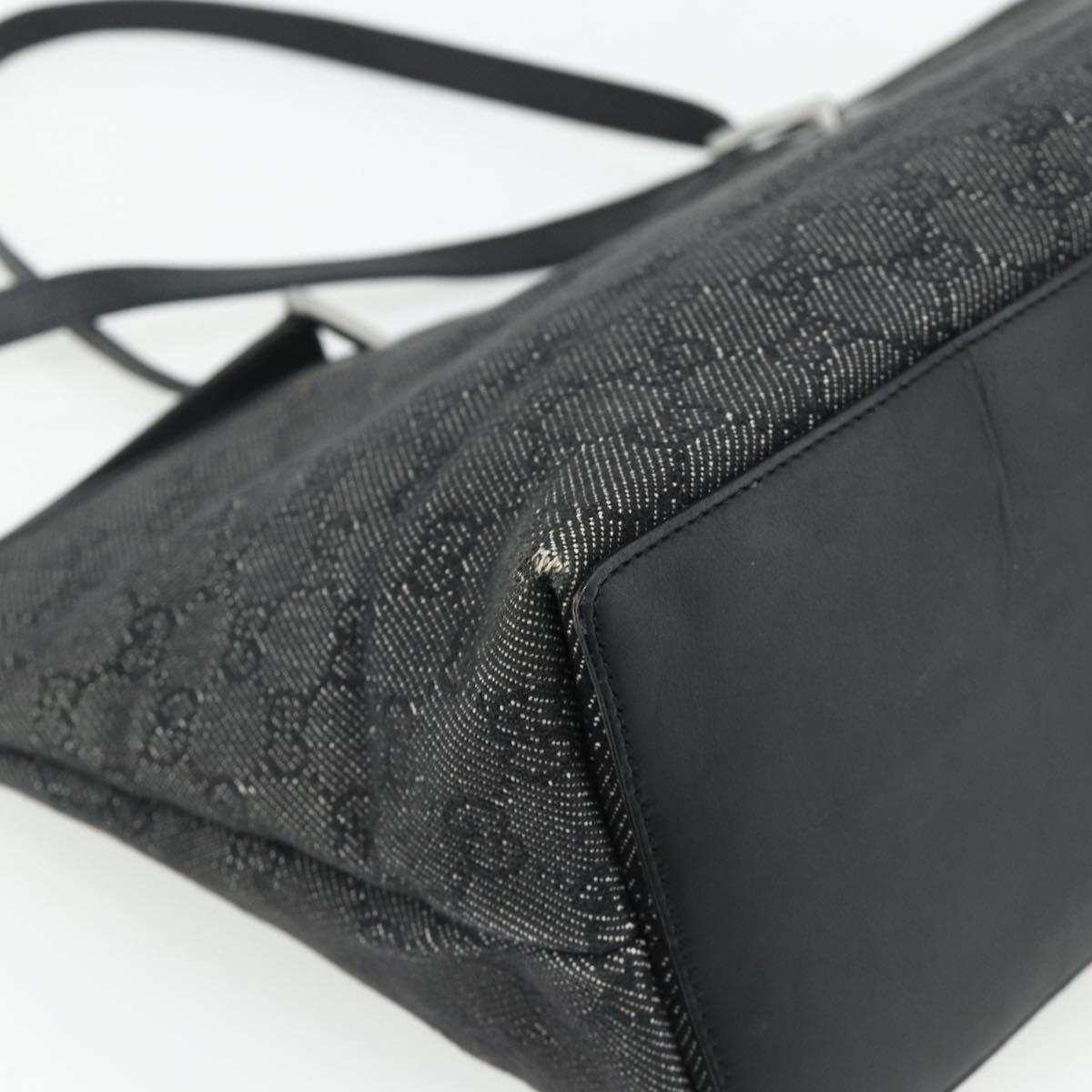 GUCCI GG Canvas Tote Bag Black Silver 36173 1705 Auth 176032