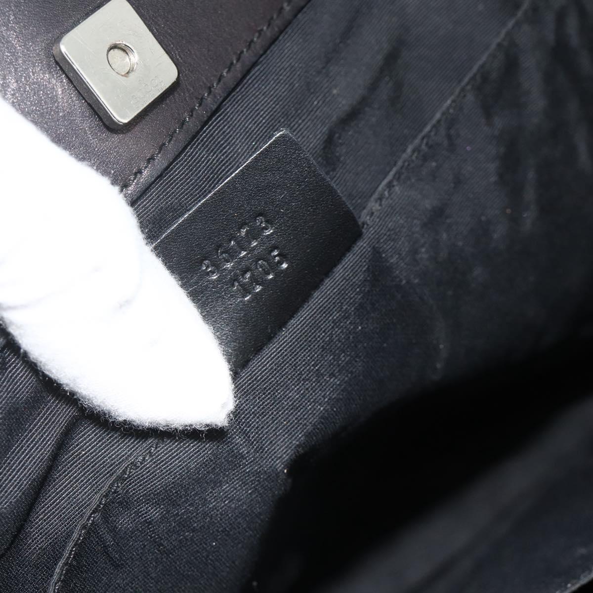 GUCCI GG Canvas Tote Bag Black Silver 36173 1705 Auth 176032