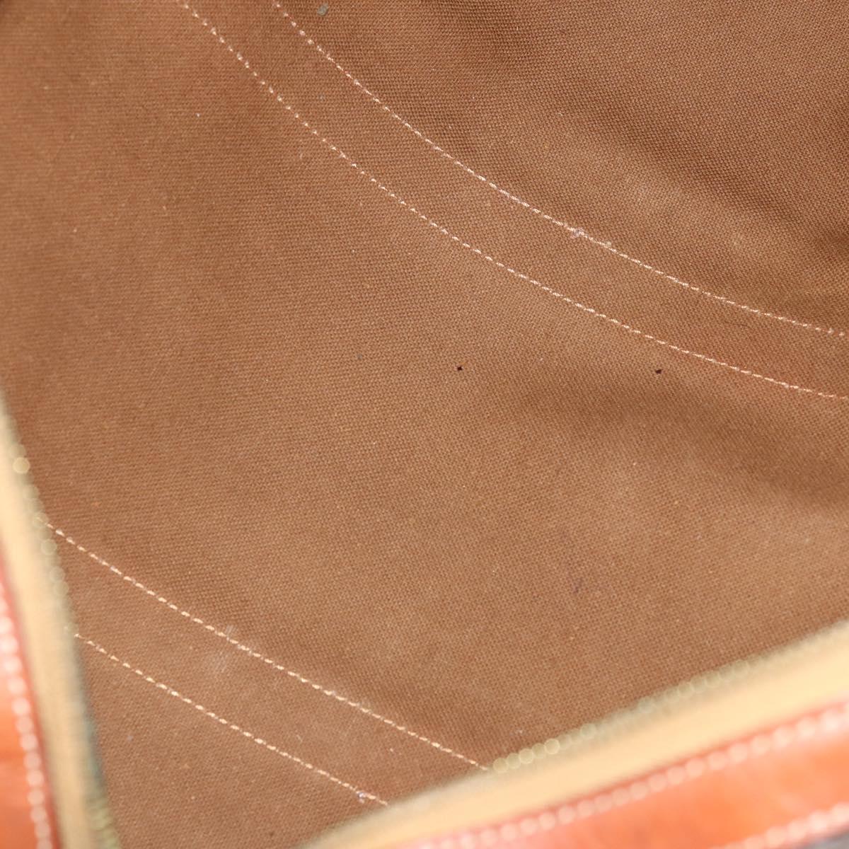 CELINE Macadam Canvas Boston Bag PVC Leather Brown Gold Auth 176038A