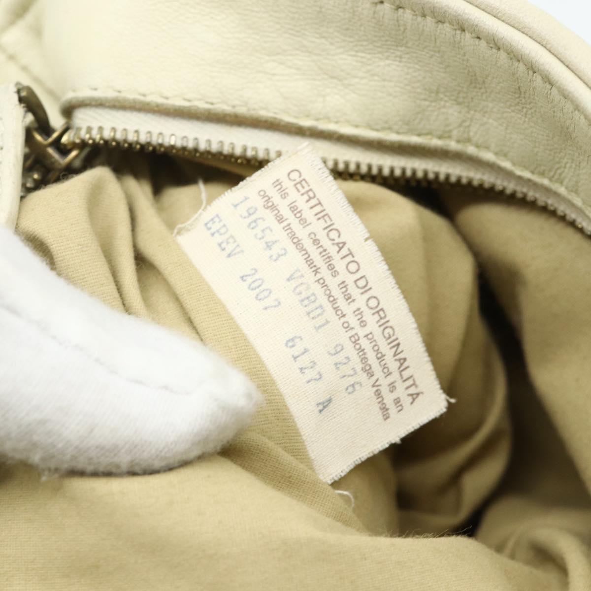 BOTTEGA VENETA INTRECCIATO Accessory Pouch Leather Ivory Gold Auth 176059A