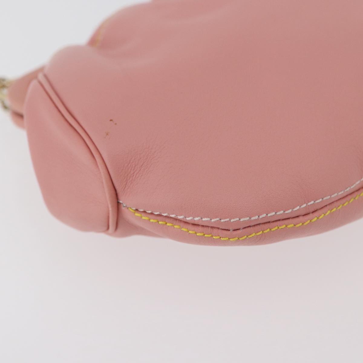 Salvatore Ferragamo Gancini Chain Shoulder Pouch Leather Pink Gold Auth 176068A