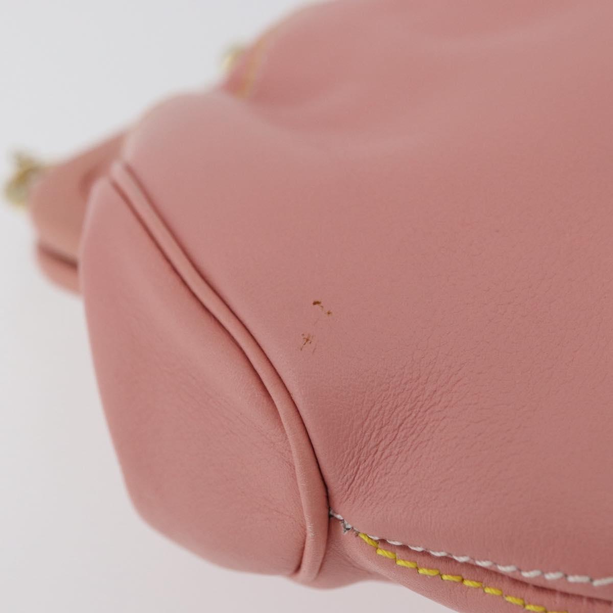 Salvatore Ferragamo Gancini Chain Shoulder Pouch Leather Pink Gold Auth 176068A