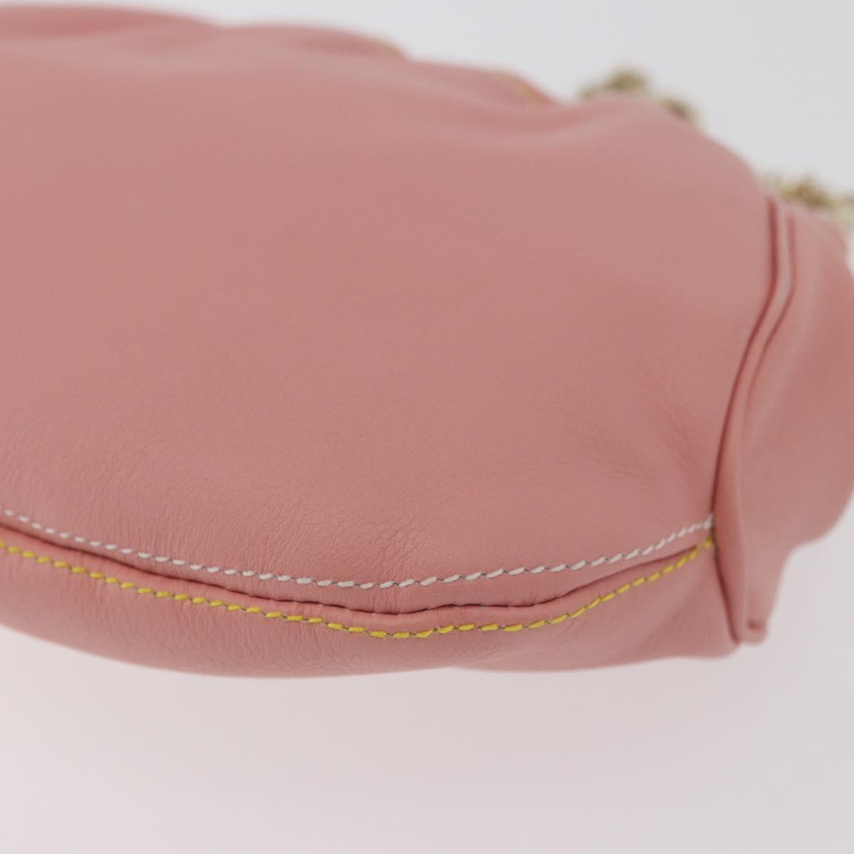 Salvatore Ferragamo Gancini Chain Shoulder Pouch Leather Pink Gold Auth 176068A