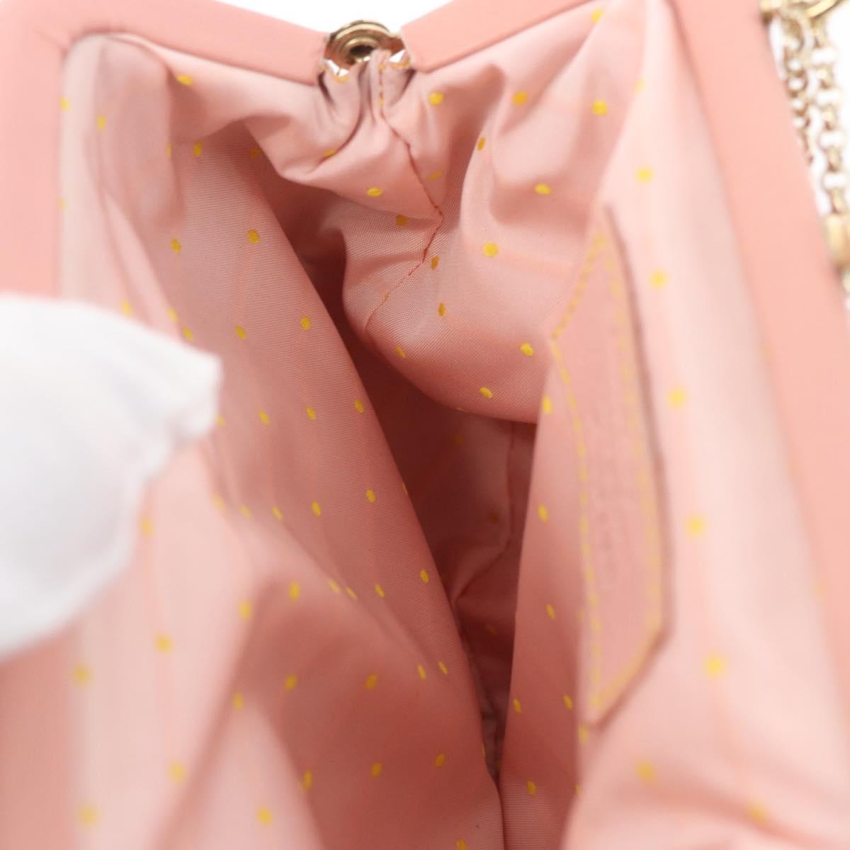 Salvatore Ferragamo Gancini Chain Shoulder Pouch Leather Pink Gold Auth 176068A