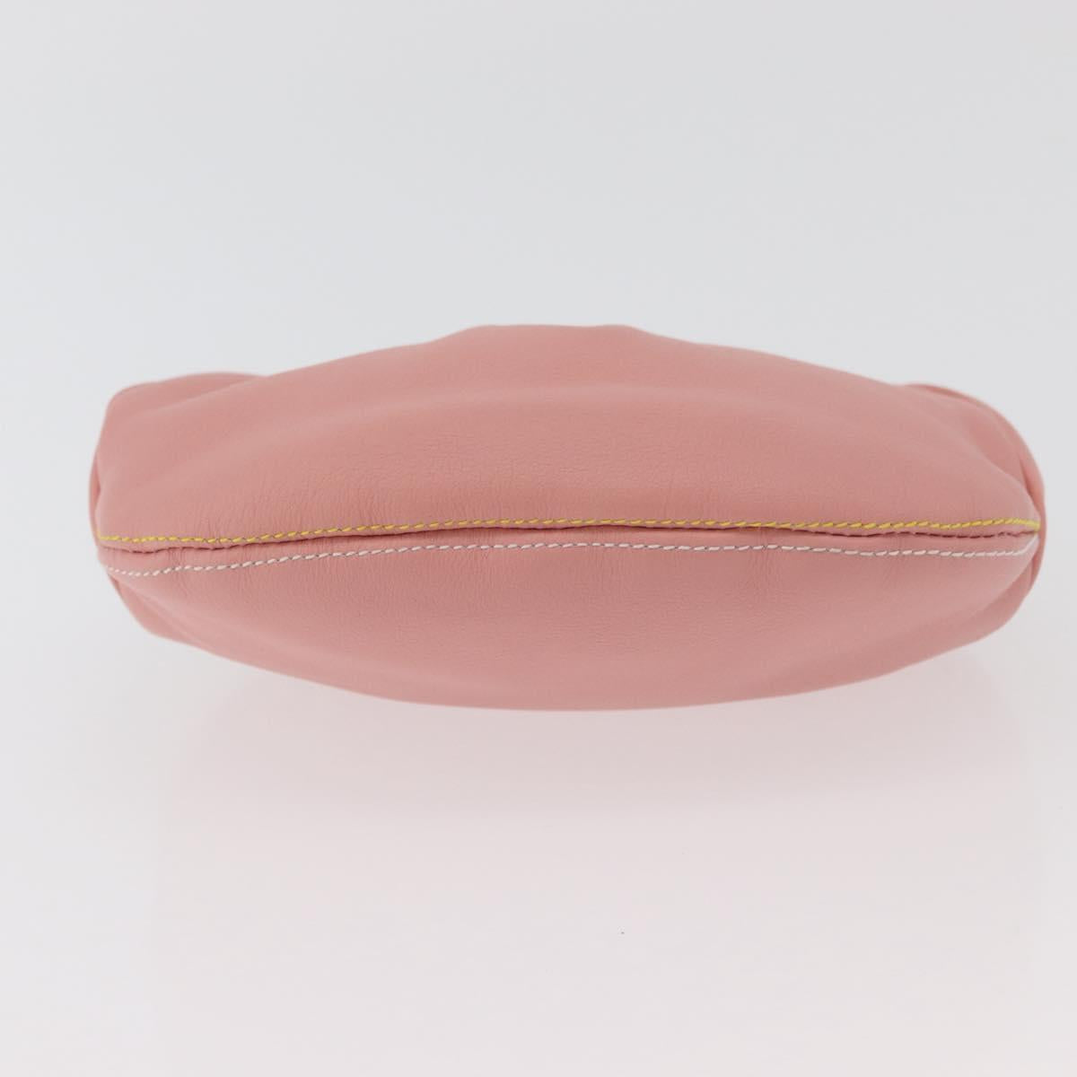 Salvatore Ferragamo Gancini Chain Shoulder Pouch Leather Pink Gold Auth 176068A
