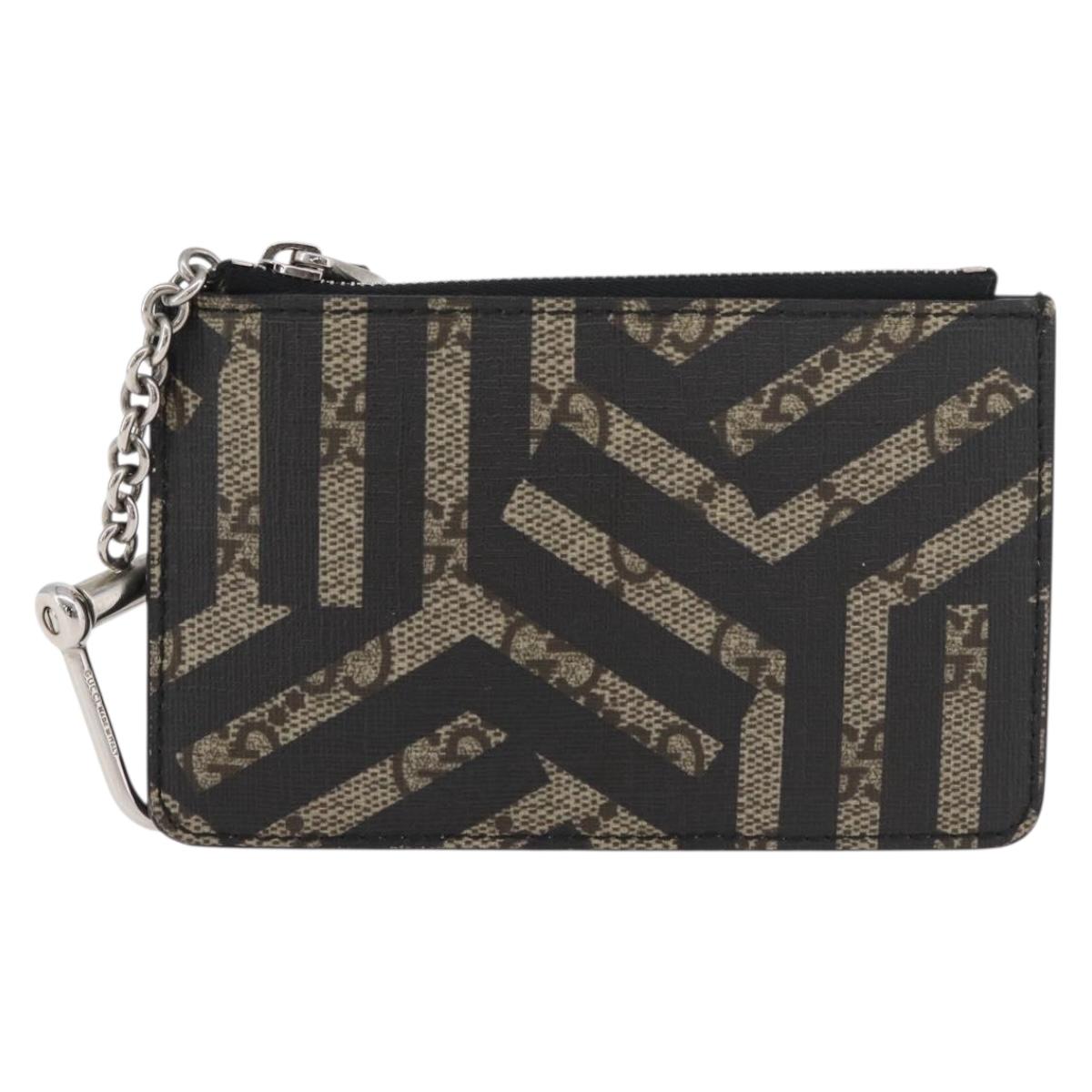 GUCCI GG Supreme GG Caleido Coin Purse PVC Beige Silver 411818 Auth 176069A