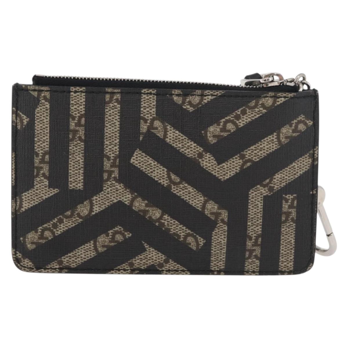 GUCCI GG Supreme GG Caleido Coin Purse PVC Beige Silver 411818 Auth 176069A