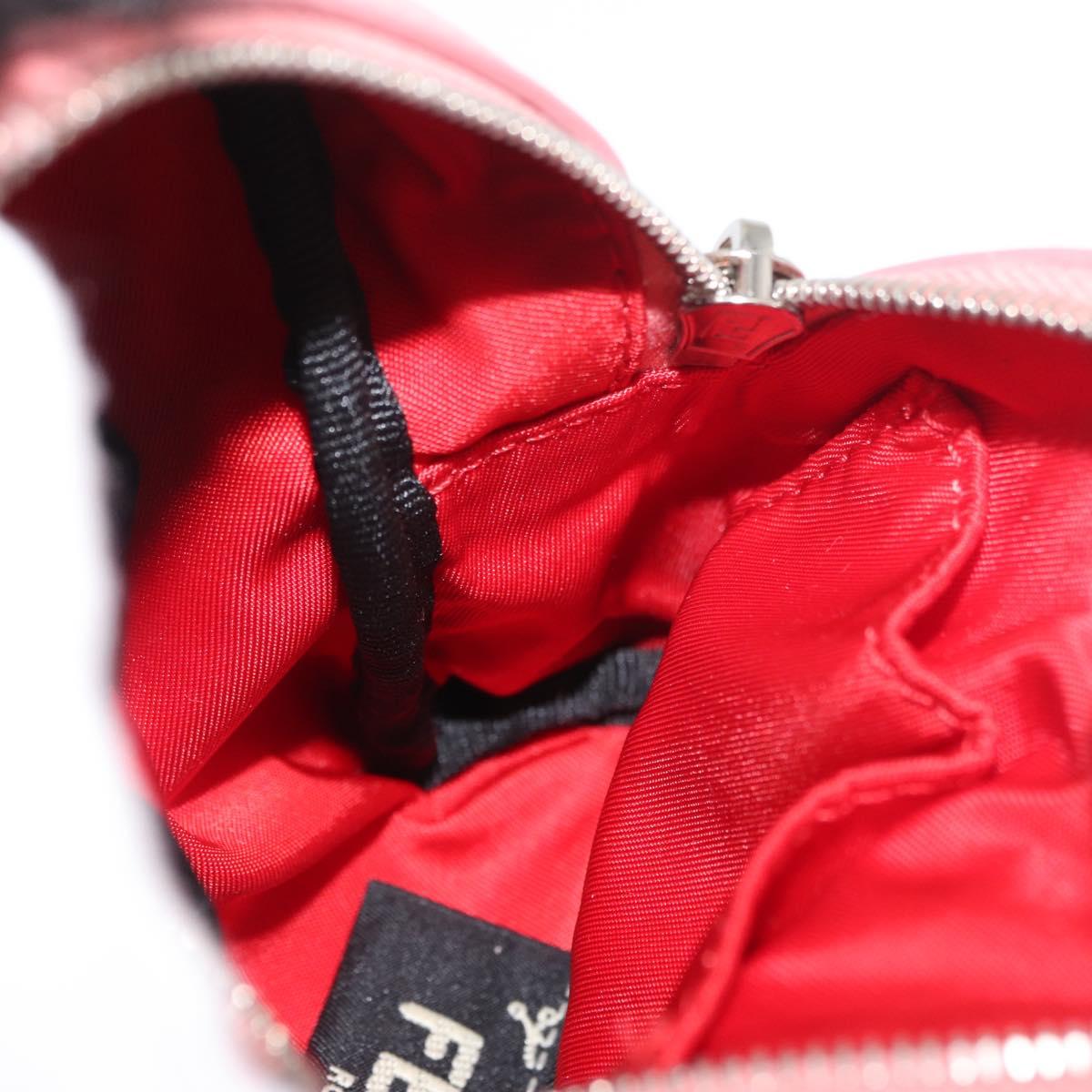 FENDI Monster Eyes Bag Charm Leather Pink Silver Auth 176072A