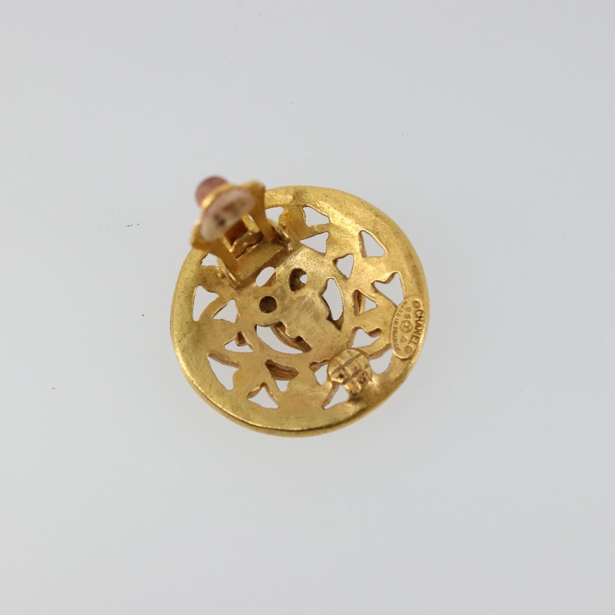 CHANEL COCO Mark Earring metal Gold Tone CC Auth 176079A