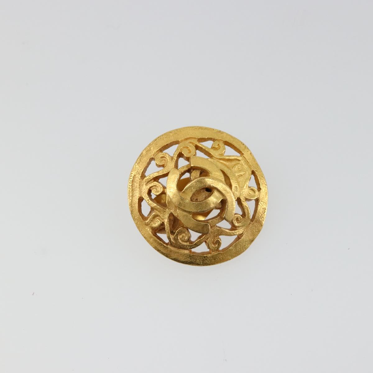 CHANEL COCO Mark Earring metal Gold Tone CC Auth 176079A