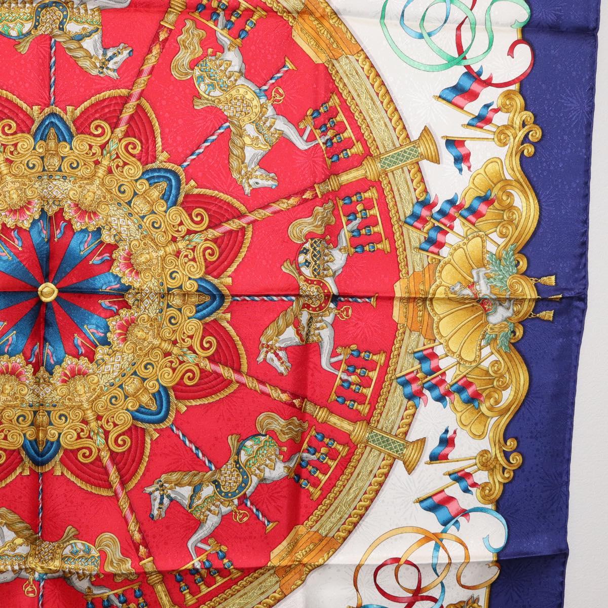 HERMES Carre 90 Scarf ""LUNA PARK"" Silk Blue Auth 176081A