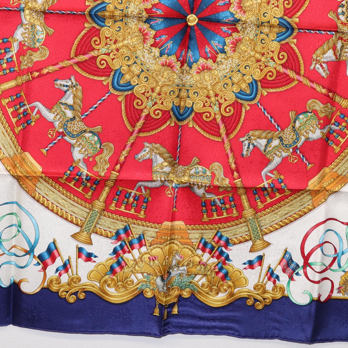 HERMES Carre 90 Scarf ""LUNA PARK"" Silk Blue Auth 176081A