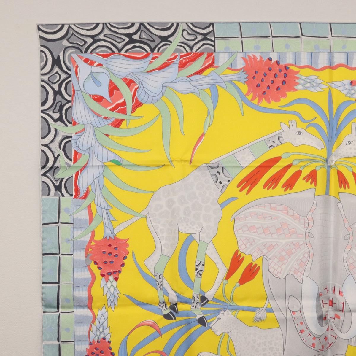 HERMES Carre 90 Scarf ""LA MARCHE DU ZAMBEZE"" Silk Multicolor Auth 176082V