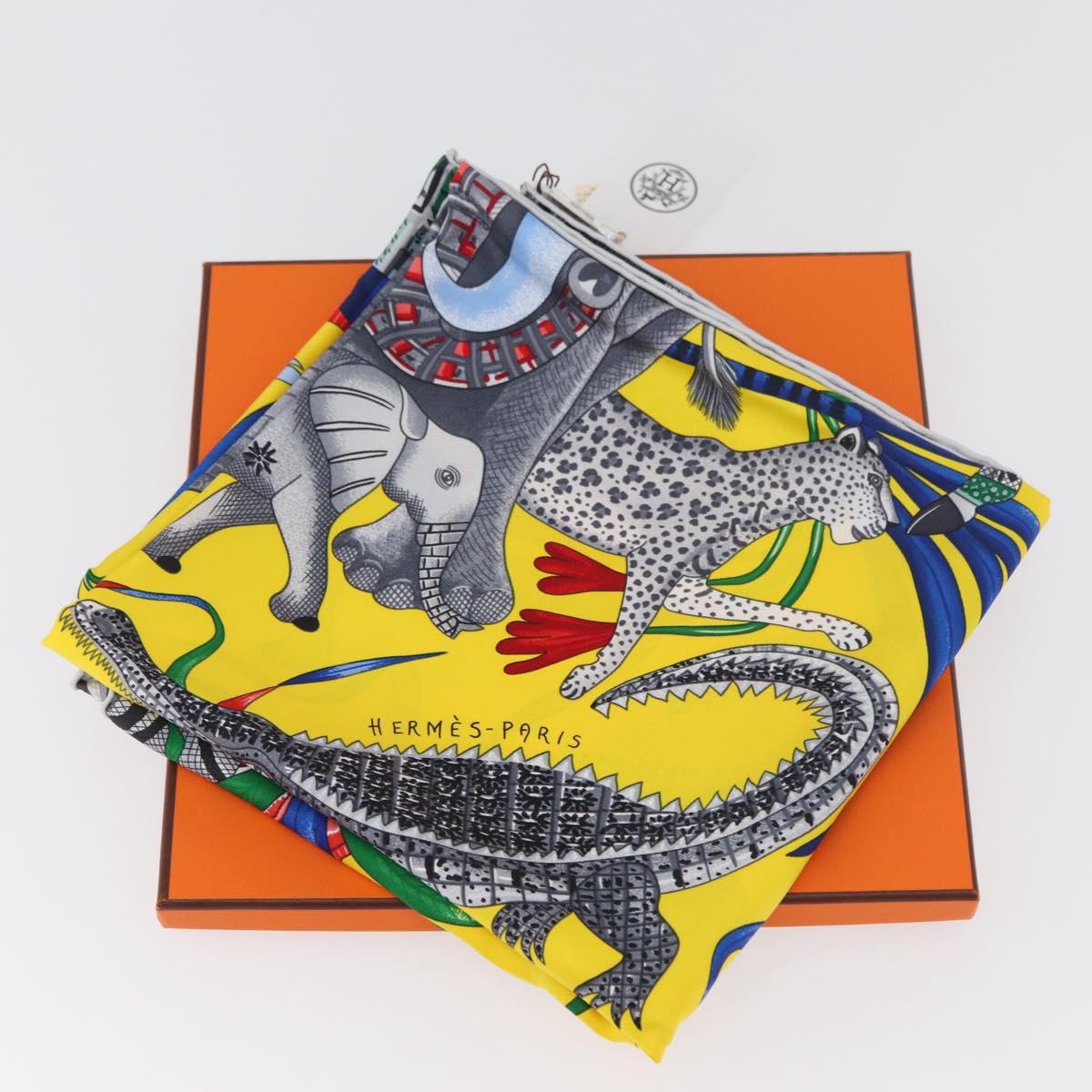 HERMES Carre 90 Scarf ""LA MARCHE DU ZAMBEZE"" Silk Multicolor Auth 176082V