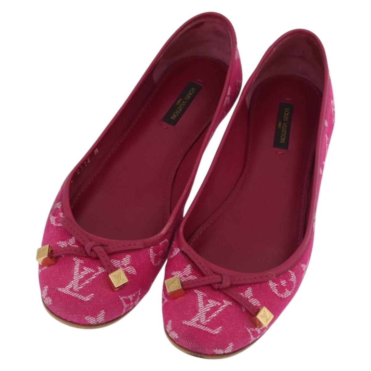 LOUIS VUITTON Monogram Denim Shoes Fuchsia LV Auth 176083A